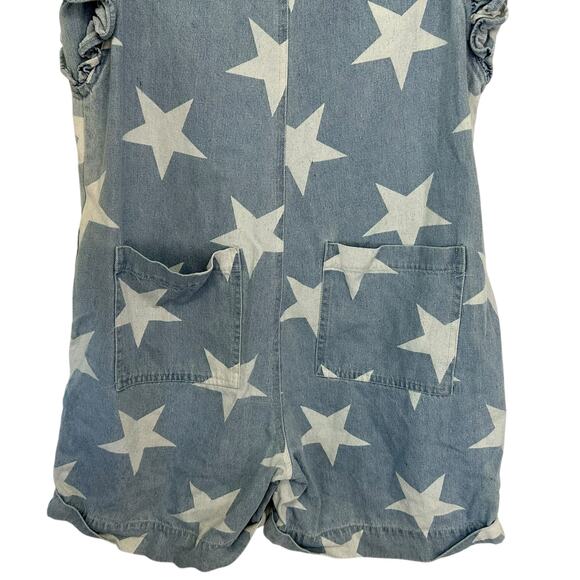BiBi Ruffled Star Denim Half Zip Romper Blue Jean Size S - Picture 10 of 12